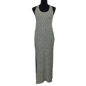 Banana Republic Dress XS Black White Texture Stripe Long Side Slit Bodycon Maxi